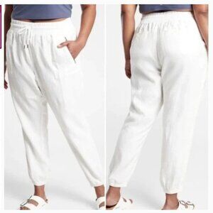Athleta Cabo Tide Linen Jogger Pants - White - Size 22 - NWT